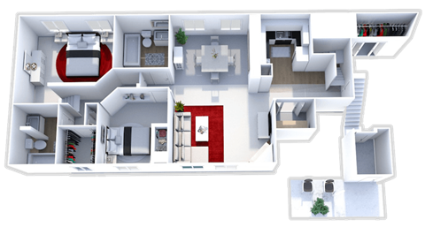 Floor plan for 2 beds, 2 baths, 1700 sqft